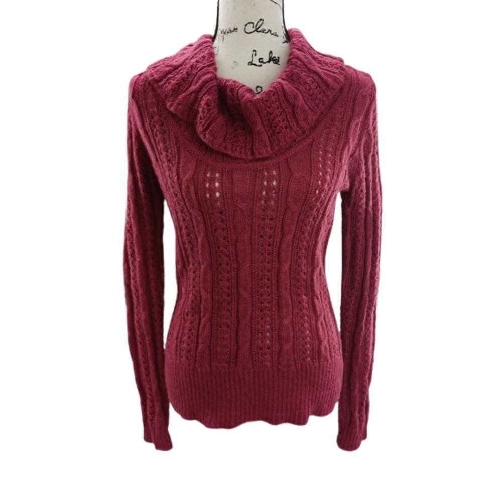 Tommy Hilfiger Pink Knit Sweater Womens Alpaca Mohair Blend Cowl Neck Size M